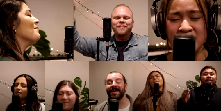 photo depicts a collage of singers from enjoy church