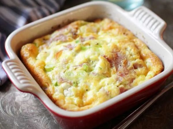 photo of quiche in a baking dish