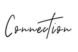 handwritten font which reads "connection"