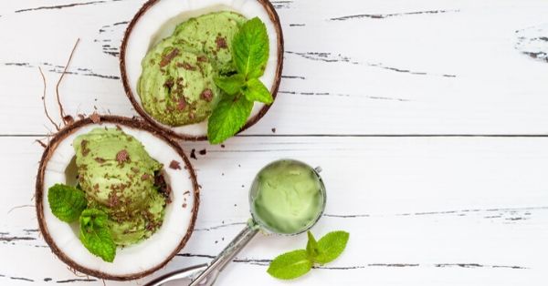 photo shows mint choc chip ice cream