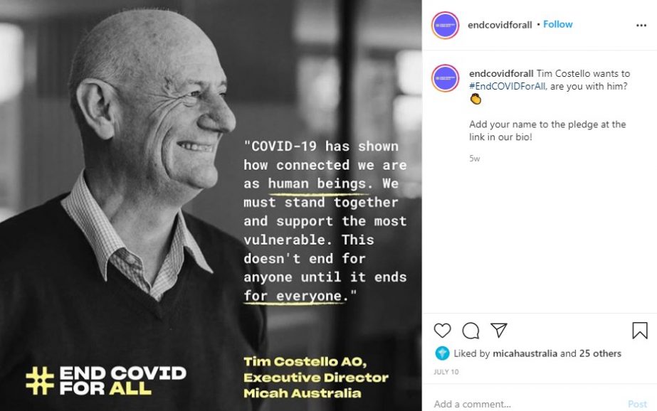 Tim Costello Instagram Post