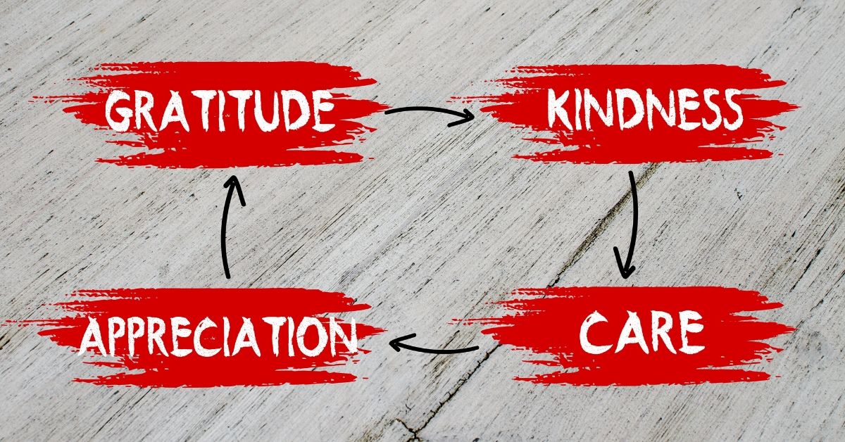 text image which says gratitude, kindness, care, appreciation