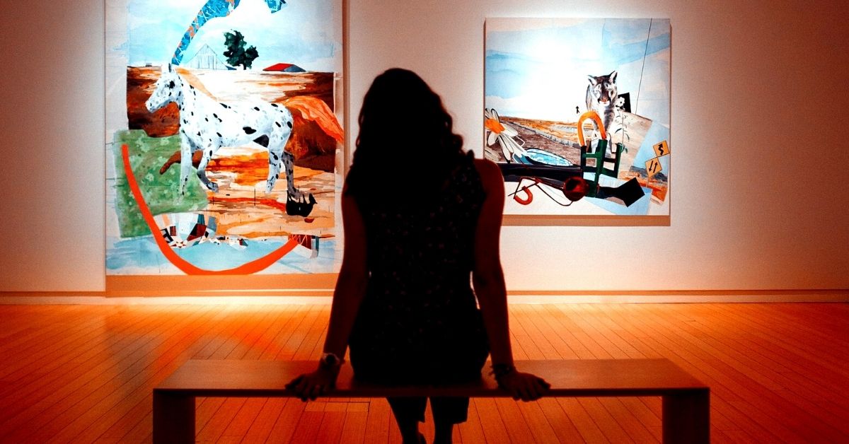woman in art gallery